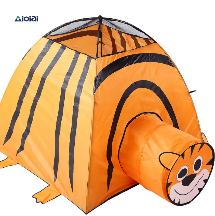 AIOIAI टाइगर बच्चों के तह तम्बू सुरंग कार्टून खेल घर बच्चों के लिए मजेदार