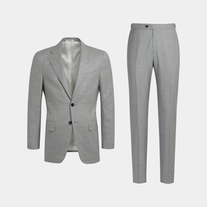 Fashion City Light Grey S150 Lana Business Casual Hombres Slim Two Single-breasted Suit. - Product Image 6