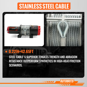 オートボット <span class=keywords><strong>12V</strong></span> 電動ATV/UTVウインチ、4500ポンドワイヤーロープ、ワイヤレスリモコン付き、ロードトレーラー牽引、緊急ツールウインチ - Product Image 3