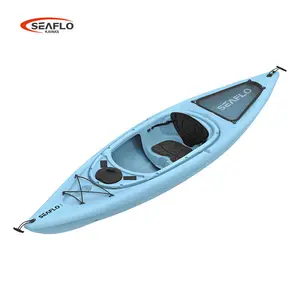 SEAFLO china adult single person rowing canoe kayak sit in sky blue color plastic kayak for sale with kayak life jacket optional