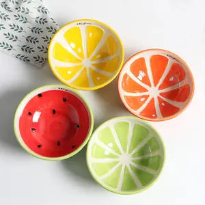 Hand Painted Cute Fruit Porcelain Bowl For Children Watermelon Lemon Ceramic Bowl Cartoon Tableware