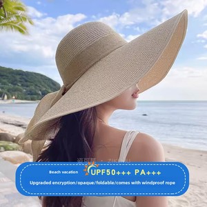<span class=keywords><strong>Chapeau</strong></span> de soleil en paille à large bord pour <span class=keywords><strong>femme</strong></span>, protection solaire estivale, style mode, haute qualité, vente en gros - Product Image 2