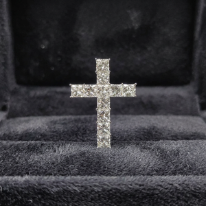 Pendentif en forme de croix Hiphop en argent 925 avec diamant CVD de laboratoire taille princesse 0,70 carat blanc pour homme et femme, idéal pour fiançailles, mariages et soirées - Product Image 4