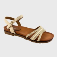 Sandales plates d'été multi-couches en strass tressées pour femmes, avec bride de cheville à boucle réglable, bout ouvert, confortables et décontractées pour la plage