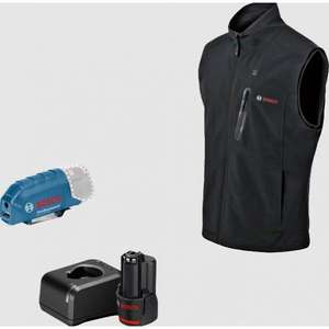<b>BOSCH</b> - 06188000G6 GHV 12+18V XA - Heated gilet <b>12V</b> black with <b>battery</b> and charger - EAN 4059952580814 WORK JACKETS - Product Image 1