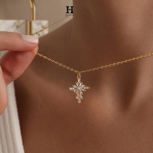 สร้อยคอทอง14K จี้เพชรบาแกตต์หรูหราเครื่องประดับที่เรียบง่าย - Product Image 2