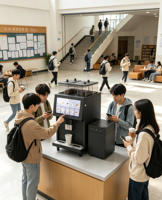 Machine à café entièrement automatique de bureau, du grain à la tasse, avec grand écran tactile et armoire d'alimentation en eau intelligente assortie