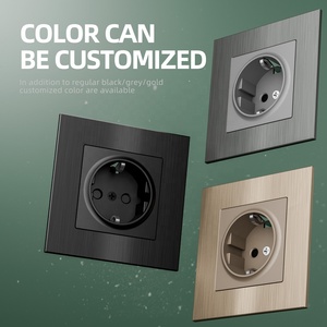 Panel de PC de Aluminio Cepillado de Alta Gama, Material de Cobre, Enchufe de Pared Estándar Europeo Alemán <span class=keywords><strong>Schuko</strong></span> con Certificado CE TUV RoHS - Product Image 5