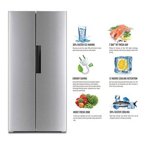 Réfrigérateur sans givre de fabrication 456L avec distributeur d'eau Étagère en fil métallique en option Réfrigérateur <span class=keywords><strong>et</strong></span> congélateur côte à côte Maison - Product Image 6