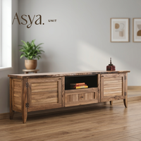 Meuble TV vintage en bois massif, console rustique, unité de divertissement, mobilier de maison pour salon