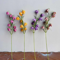 Buket Bunga Fritillaria Buatan Tangan C276 dari Sutra, Bunga Fritillaria Ungu Kecil Tiruan untuk Dekorasi Pernikahan dan Hari Ibu