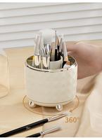 Organisateur de cosmétiques en plastique moderne, sensation haut de gamme, grande capacité, brosse à maquillage pivotante, coiffeuse de bureau, anti-poussière