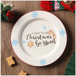 Assiettes de Noël tridimensionnelles, assiettes à fruits de Noël en céramique peintes à la main avec des motifs dorés - Product Image 6