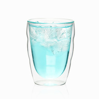 Tasse en verre ondulé à double paroi, fabrication artisanale classique, pour café, boissons froides, latte, thé, maison ou bureau