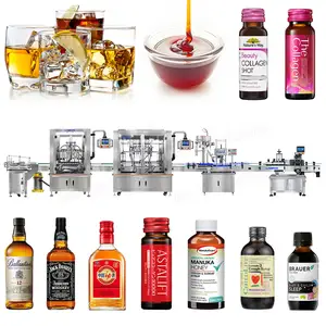 Fully Automatic 8 Heads Wine Beer Liquor Alcohol Bottle Filling Capping Labeling Machine Machines Line