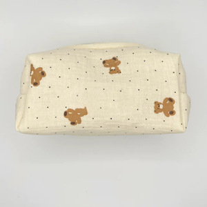 Trousse de maquillage mignonne à motif écossais, sac de rangement portable pour cosmétiques et soins de la peau, trousse de maquillage imprimée dessin animé - Product Image 3