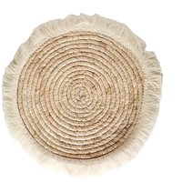 Sous-plat rond Girida en écorce de maïs tissé à la main, moderne, avec pompons, isolant thermique, qualité alimentaire, écologique, pour plat à gratin