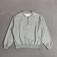 Felpa in cotone ad alto grammatura, girocollo, in pile, personalizzabile, con mezza zip