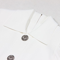 Robe pull mini côtelée pour femme, col rabattu, boutons métalliques décoratifs, manches courtes, taille cintrée, coupe trapèze, été, couleur unie