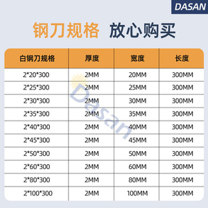 เหล็กแผ่นดาซาน ยาว 300 มม. หนา 2 มม. ขัดเงา ไม่คม  แผ่นเหล็กสีขาว สำหรับงานอุตสาหกรรม - Product Image 3