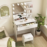 Table de maquillage moderne et minimaliste avec éclairage électrique, en MDF, qualité export, pour chambre à coucher