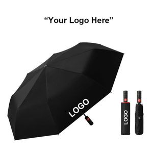 Parapluie résistant aux intempéries avec poignée à motif antidérapant et tête en acier robuste pour la pluie ou le soleil, logo publicitaire personnalisable - Product Image 3