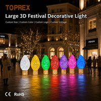 Décorations de Noël géantes pour pelouse, ampoules LED 3D surdimensionnées, sculpture de gros ampoules C9, lumières de jardin rétro sur piquets
