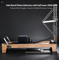 Reformer de Pilates professionnel de luxe en bois d'hévéa avec demi-tournebrise, tubes en acier inoxydable, poulies silencieuses, pour studio, longueur 2660 mm