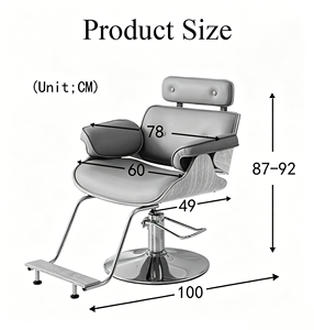 Fauteuil de barbier en métal au design européen moderne, hauteur réglable, avec repose-pieds en bois, pour usage en salon - Product Image 5