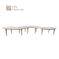 JJY-YHZ-H001 Vente en gros de table de banquet de luxe en acier inoxydable, table de dîner en verre serpentine pour mariage