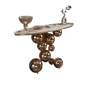 Vente en gros de meubles de maison pratiques <span class=keywords><strong>Table</strong></span> <span class=keywords><strong>console</strong></span> en pierre frittée à structure métallique en acier inoxydable avec miroir moderne <span class=keywords><strong>Table</strong></span> de porche - Product Image 1