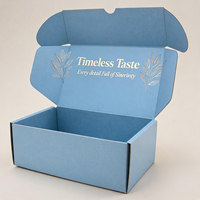 Grande boîte d'expédition en carton bleu pour vêtements, avec logo personnalisé imprimé, emballage en carton ondulé