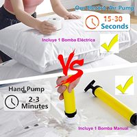 Lot de 12 sacs sous vide transparents avec pompe électrique, réutilisables, suspendus, pour vêtements, grande capacité, matériau PE, polyvalents