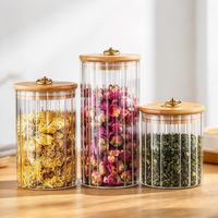 Nouveau récipient de stockage alimentaire en verre hermétique de 1 L, compatible lave-vaisselle, avec couvercle en bambou, pour thé, café, céréales