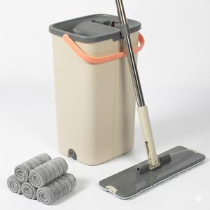 HOLAMOPA Juego de Mopa Plana Comercial y Cubeta con Sistema de Autoescurrido para Proyectos de Limpieza a Gran Escala y Pedidos al por Mayor - Product Image 1