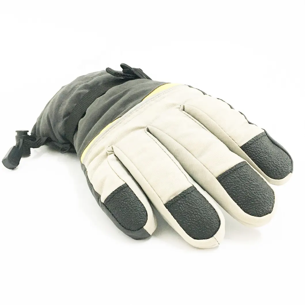 GRM-guantes de nieve para hombre, manoplas cálidas y suaves de cuero negro y amarillo para esquí de montaña