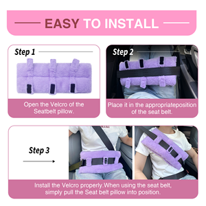 Coussin de ceinture de sécurité universel noir en fausse fourrure, accessoire intérieur de voiture, soutien confortable pour la conduite - Product Image 5