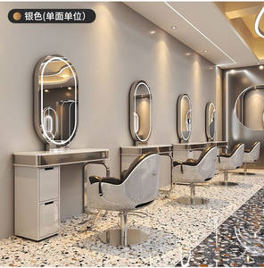 Muebles de Salón de Belleza Modernos y Lujosos 2026, Estación de Trabajo de Peluquería, Espejo de Salón con Mesa de Almacenamiento y Luz LED - Product Image 2