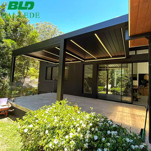 Pérgola de Aluminio <span class=keywords><strong>con</strong></span> Techo de Láminas para Exteriores, Motorizada, <span class=keywords><strong>con</strong></span> Luces LED, Resistente al Viento, para Patio Trasero, <span class=keywords><strong>Terraza</strong></span> - Product Image 1