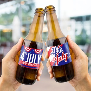 4th of July Patriotic Water Bottle <b>Labels</b> <b>Waterproof</b> Beverage Stickers Independence Day Party Decor Drink Bottle Wrapper <b>Label</b> - Product Image 4