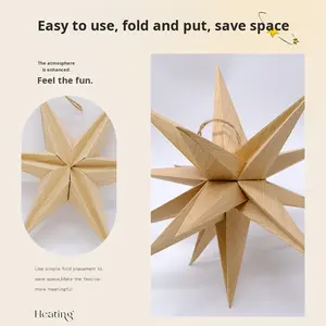 Décoration suspendue <span class=keywords><strong>en</strong></span> bois grainé personnalisée par le fabricant, étoile 3D, décoration de cadeau chinoise, décoration suspendue pour amis et famille - Product Image 6