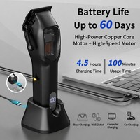 Cortapelos con motor magnético de 11000 RPM, cuchilla DLC, pantalla LED, recargable por USB tipo C, para salón y barbería, ajustable, con recordatorio de aceite
