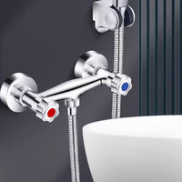 Mitigeur de douche pluie double levier en laiton pour hôtel, avec cartouche céramique, finition chrome poli, design moderne, montage mural, double poignée