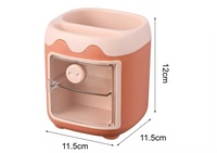 Porte-stylos cochon en plastique mignon et adorable, organiseur de papeterie pour étudiants et enfants, boîte de rangement de bureau à grande capacité avec compartiments