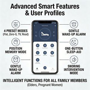 Matelas électrique intelligent personnalisé OEM, zéro gravité, anti-ronflement, surveillance de la santé, moteur silencieux pour chambre et soins à domicile - Product Image 2