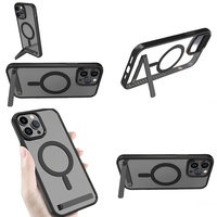 Aksesoris Ponsel Casing Kristal Bening untuk iPhone 17 Air 16 15 Pro Max 14 Plus 13 12 11 Casing Magnetik dengan Penyangga