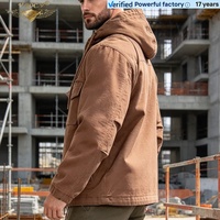 Veste de travail à capuche en toile épaisse pour homme, manteau cargo d'hiver, multi-poches, veste de travail de construction