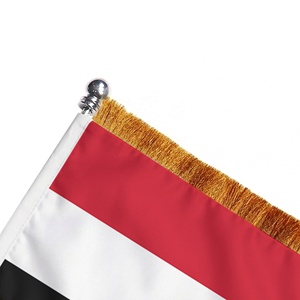 Drapeau de table Égypte 14x21cm avec franges dorées, mini drapeau de bureau en polyester personnalisé avec base en métal, vente en gros - Product Image 2