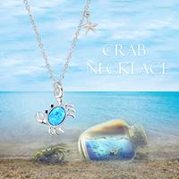 Bijoux fins sur le thème de l'océan Collier opale pendentif crabe personnalisé en argent sterling 925
