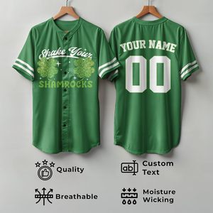 Personalized St Patricks Day Jersey Shenanigans Plaid Shamrock Design Unisex Adult Custom Name Number <b>Baseball</b> Style Shirt - Product Image 6